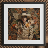 Rashid - Gay Arabic Cowboy Dandy Art Print / Canvas, 12x12’’ / 31x31cm / Black Frame / Matboard, Posters Prints & Visual Artwork, Toby Leon