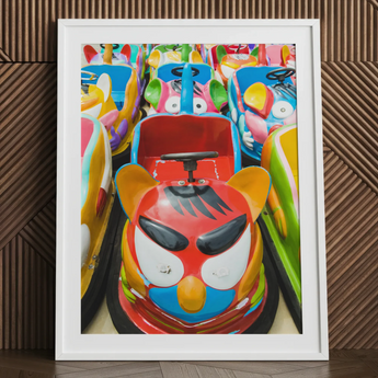 Rat Pack - Botsauto-kunstprint uit het pretpark / Canvas, 24x32’’ / 61x81cm / Wit frame / Passe-partout, Posters, prints & visuele kunstwerken, Toby