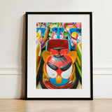 Rat Pack - Amusement Park Bumper Car Art Print / Canvas Vibrant Red Blue Cartoon Owl-themed Orange, Prints