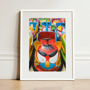 Rat Pack - Amusement Park Bumper Car Art Print / Canvas Vibrant Red Blue Cartoonish Orange Ears, Prints
