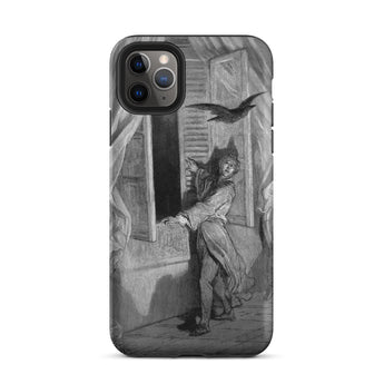The Raven Edgar Allan Poe - Gustave Dore Phone Case Iphone 11 Pro Max / Matte Black White Edgar Allan Poe-themed Iphone Case Gustave Doré’s