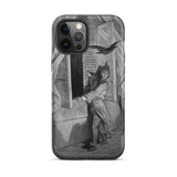 The Raven Edgar Allan Poe - Gustave Dore Phone Case Iphone 12 Pro Max / Matte Black White Illustrated Phone Case Gustave Doré’s Engraving,