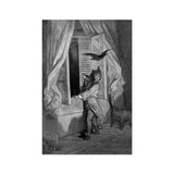 The Raven - Gustave Dore Art Print, Man Raven Open Window