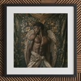 Raziel - Gay Black Angel kunstprint / Canvas, 12x12’’ / 31x31cm / Lijst / Passe-partoutkarton, Posters, prints & visuele kunstwerken, Toby Leon