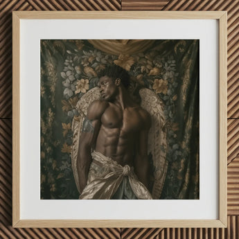 Raziel - Gay Black Angel kunstprint / Canvas, 12x12’’ / 31x31cm / Natuurlijke lijst / Passe-partoutkarton, Posters, prints & visuele kunstwerken, Toby Leon
