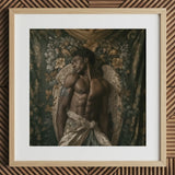Raziel - Gay Black Angel kunstprint / Canvas, 12x12’’ / 31x31cm / Natuurlijke lijst / Passe-partoutkarton, Posters, prints & visuele kunstwerken, Toby Leon