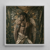 Raziel - Gay Black Angel Art Print / Canvas Framed Artwork Muscular Detailed Wings Ornate, Emerges Prints