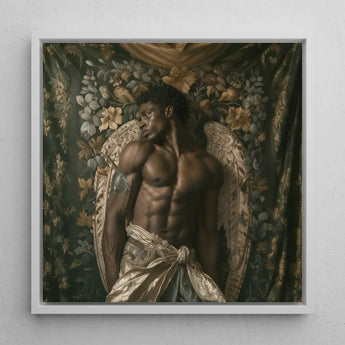 Raziel - Gay Black Angel Art Print / Canvas Framed Artwork Muscular Detailed Wings Ornate, Emerges Prints