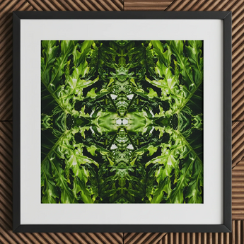 Reach out - Contemporary Botanical Op Art Print / Canvas, 12x12’’ / 31x31cm / Black Frame / Matboard, Posters Prints & Visual Artwork, Toby