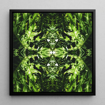 Reach out - Contemporary Botanical Op Art Print / Canvas, 12x12’’ / 31x31cm / Black Frame, Posters Prints & Visual Artwork, Toby Leon