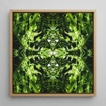 Reach out - Contemporary Botanical Op Art Print / Canvas, 12x12’’ / 31x31cm / Natural Frame, Posters Prints & Visual Artwork, Toby Leon
