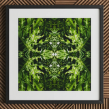 Reach out - Contemporary Botanical Op Art Print / Canvas, Hypnotic Botanical Print, Alien Emerald Dreamscape, Trippy Contemporary Botanical