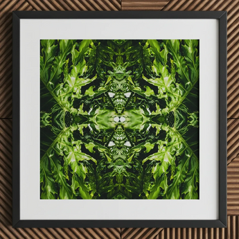 Reach out - Contemporary Botanical Op Art Print / Canvas, Hypnotic Botanical Print, Alien Emerald Dreamscape, Trippy Contemporary Botanical