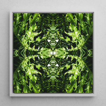 Reach out - Contemporary Botanical Op Art Print / Canvas, Hypnotic Botanical Print, Alien Emerald Dreamscape, Trippy Contemporary Botanical