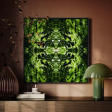Reach out - Contemporary Botanical Op Art Print / Canvas, Hypnotic Botanical Print, Alien Emerald Dreamscape, Trippy Contemporary Botanical