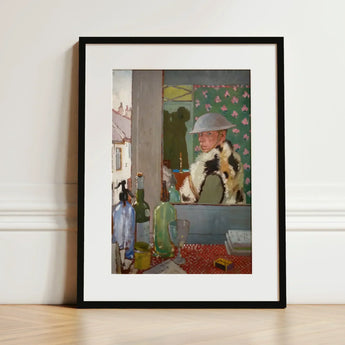 Ready to Start - William Orpen Art Print / Canvas Black-framed Painted Scene Man Grey Hat Orpen’s, Wartime Whiskey Prints
