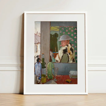 Ready to Start - William Orpen Art Print / Canvas White-framed Painted Scene Man Grey Hat Orpen’s, Wartime Whiskey Prints