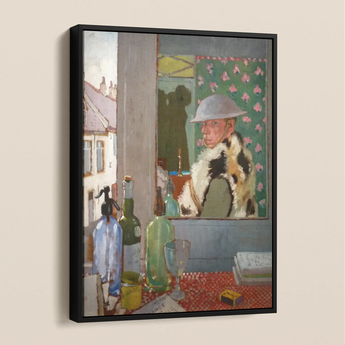 Ready to Start - William Orpen Portrait Art Framed Canvas, Framed Artwork Military Helmet Bottles Table