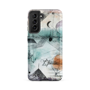 In the Realm of Air - Paul Klee Phone Case Samsung Galaxy S21 Fe / Matte Abstract Art Phone Case Watercolor-style Design Teal Orange Paul