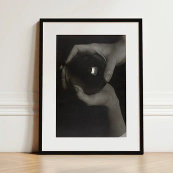 Rebecca Salsbury Strand - Alfred Stieglitz Art Print / Canvas Black-framed Monochrome Photograph Hands Reflective Glass, Crystal Ball Prints