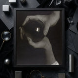 Rebecca Salsbury Strand - Alfred Stieglitz Art Print / Canvas Black-framed Photograph Two Hands Reflective Dark Glass Orb, Crystal Ball