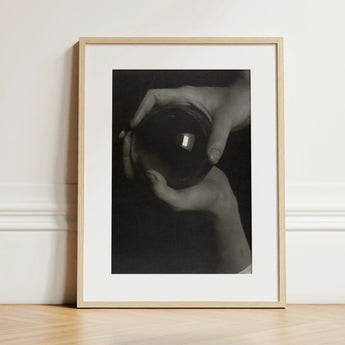 Rebecca Salsbury Strand - Alfred Stieglitz Art Print / Canvas Minimalist Wooden-framed Black-and-white Photograph Hands Reflective Glass
