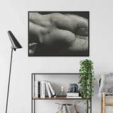 Rebecca Salsbury Strand - Alfred Stieglitz Fine Art Print / Canvas Black-framed Black-and-white Photographic Artwork Close-up Wet Muscular