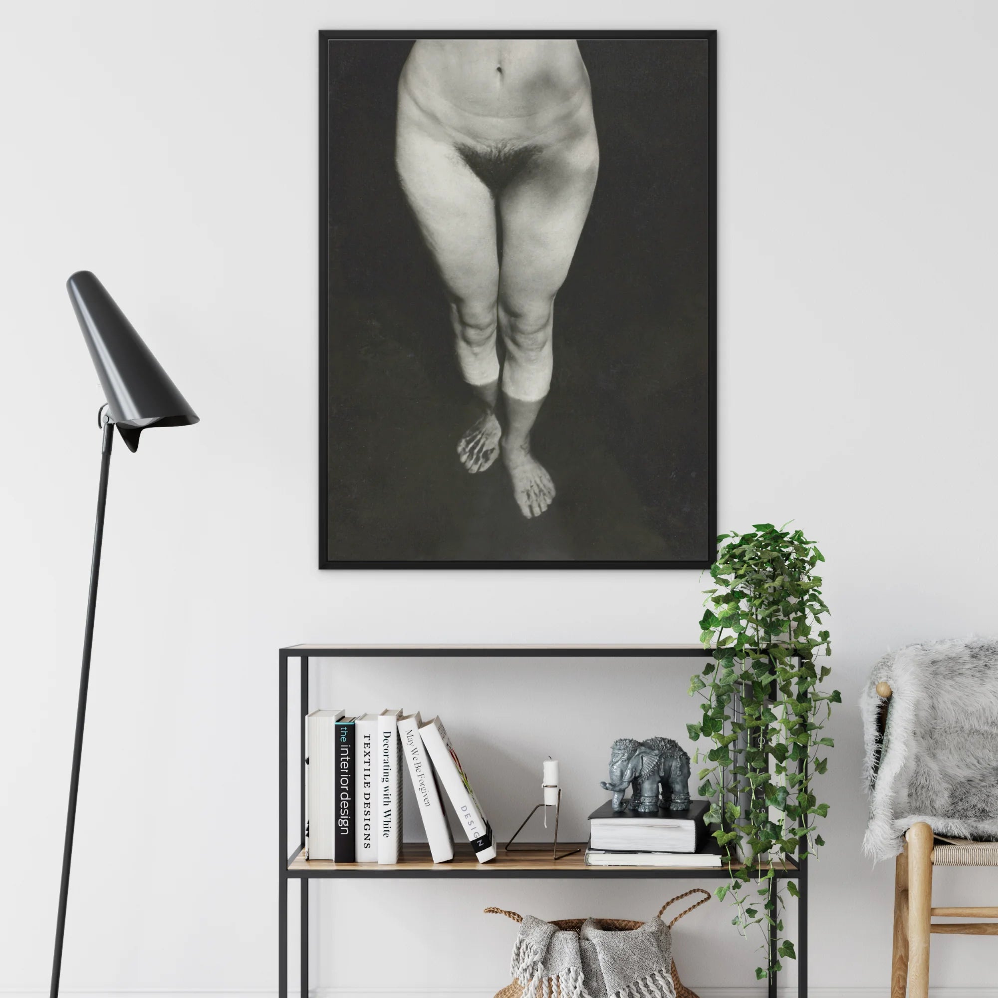 Rebecca Salsbury Strand - Alfred Stieglitz Framed Canvas, Black White Artistic Photograph Partial Human Figure Waist