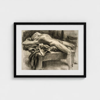Reclining Male Nude - John Singer Sargent Art Print / Canvas, Body Tilts, Fallen Ephebe Prints
