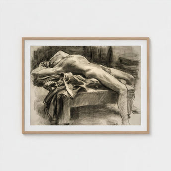 Reclining Male Nude - John Singer Sargent Art Print / Canvas, Body Tilts, Fallen Ephebe Prints