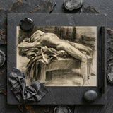 Reclining Male Nude - John Singer Sargent Art Print / Canvas Detailed Charcoal Sketch Nude Figure Textured Paper Framed John Singer