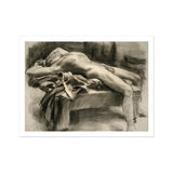 Nudo maschile reclinato - stampa d'arte di John Singer Sargent / tela, 16x12’’ / 41x31cm / senza cornice / bordo bianco, poster, stampe e arte visiva,