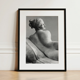 Reclining Naiad - Antonio Canova Art Print / Canvas Black-framed Art Print Monochrome Photograph Classical Marble Sculpture Young Naiad