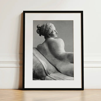Reclining Naiad - Antonio Canova Art Print / Canvas Black-framed Monochrome Photograph Classical Marble Sculpture Young Reclines,