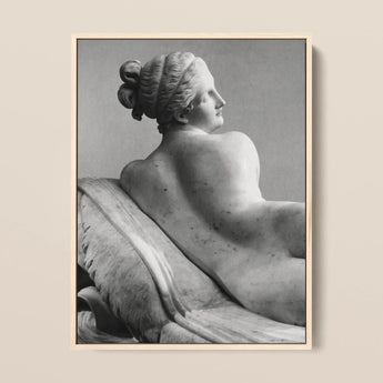 Reclining Naiad - Antonio Canova Art Print / Canvas Black-and-white Framed Photograph Classical Marble Sculpture Nude Female Young Naiad