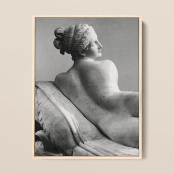 Reclining Naiad - Antonio Canova Art Print / Canvas Black-and-white Framed Photograph Classical Marble Sculpture Nude Female Young