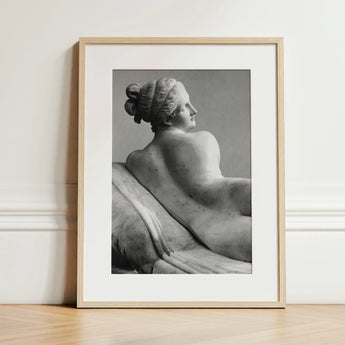 Reclining Naiad - Antonio Canova Art Print / Canvas Framed Black White Photograph Classical Marble Sculpture Nude Young Reclines,