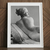 Reclining Naiad - Antonio Canova Art Print / Canvas Framed Black White Photograph Classical Marble Sculpture Nude Young Reclines,