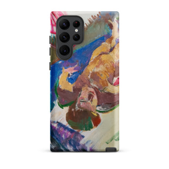 Reclining Nude - Anton Kolig Phone Case Samsung Galaxy S22 Ultra / Matte Vibrant Abstractly Painted Phone Case Bold Strokes Blue Anton