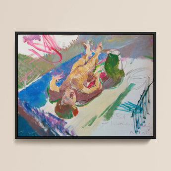 Liegender Akt mit Krug – Anton Kolig Kunstdruck / Leinwand, 16x12’’ / 41x31cm / Schwarzer Rahmen, Poster-Drucke & visuelle Kunstwerke, Toby Leon