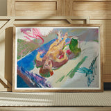 Reclining Nude with Jug - Anton Kolig Art Print / Canvas Wooden-framed Abstract Painting Vibrant Colors Fluid Brushstrokes, Ochre Flesh