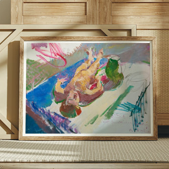 Reclining Nude with Jug - Anton Kolig Art Print / Canvas Wooden-framed Abstract Painting Vibrant Colors Fluid Brushstrokes, Ochre Flesh