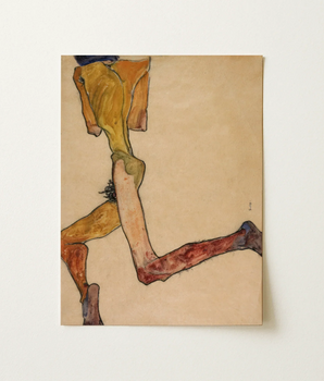 Reproduction Egon Schiele’s Expressive Abstracted Figure Painting Warm Schiele, Nude Man, Reclining, Slices, Hip Barely Wider, Art, Print