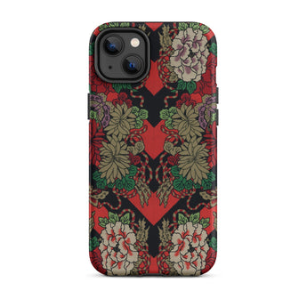 Red Fan Pattern - G.a. Audsley Iphone Case, 14 Plus / Matte, Floral Patterned Phone Case