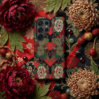 Red Fan Pattern - G.a. Audsley Phone Case, Mobile Cases, Toby Leon