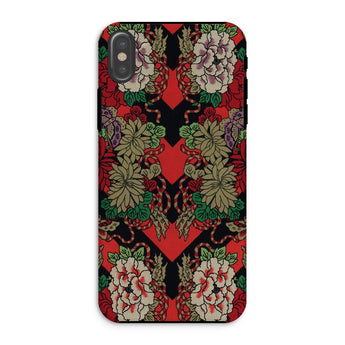 Red Fan Pattern - G.a. Audsley Iphone Case, Xs / Matte, Phone Case Red Black Floral Pattern Beige Flowers