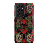 Red Fan Pattern - G.a. Audsley Phone Case Samsung Galaxy S21 Ultra / Matte Vibrant Black Adorned Intricate Floral, Mobile Cases