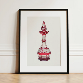 Red Glass Decanter - Frank M. Keane Decorative Art Print / Canvas, 12x16’’ / 31x41cm / Black Frame / Matboard, Posters Prints & Visual