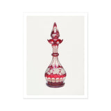 Red Glass Decanter - Frank M. Keane Decorative Art Print / Canvas Ornate Ruby-colored Cut Patterns Pointed Glassware, Prints