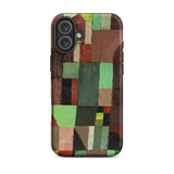 Red and Green Architecture - Paul Klee Phone Case Iphone 16 Plus / Matte Phone Case Geometric Abstract Design Blocks Green Brown Klee